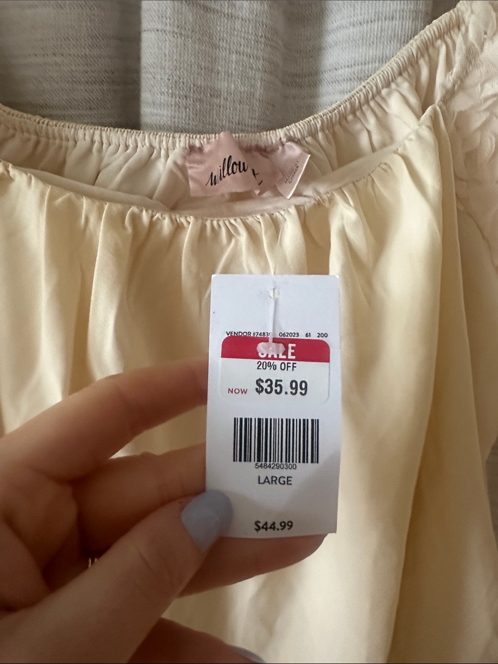 Willow & Root Floral Puff Sleeve Cream Peasant Top - Picture 2 of 3